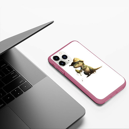 Чехол iPhone 11 Pro матовый Baby T-Rex / 3D-Малиновый – фото 3