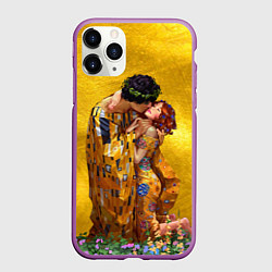 Чехол iPhone 11 Pro матовый Густав Климт Поцелуй, цвет: 3D-фиолетовый