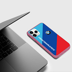 Чехол iPhone 11 Pro матовый Bmw - m colors, цвет: 3D-малиновый — фото 2