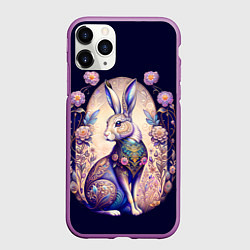 Чехол iPhone 11 Pro матовый Мистический заяц, цвет: 3D-фиолетовый