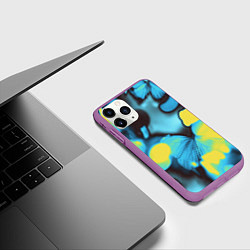 Чехол iPhone 11 Pro матовый Голубые бабочки асбтракция, цвет: 3D-фиолетовый — фото 2
