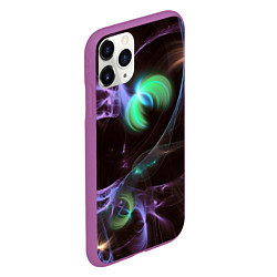 Чехол iPhone 11 Pro матовый Магические фиолетовые волны и цветные космические, цвет: 3D-фиолетовый — фото 2
