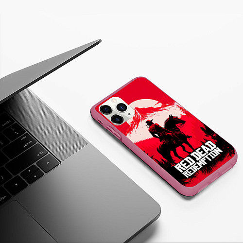 Чехол iPhone 11 Pro матовый Red Dead Redemption, mountain / 3D-Малиновый – фото 3