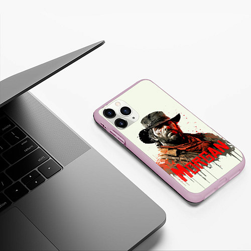 Чехол iPhone 11 Pro матовый Arthur Morgan painting / 3D-Розовый – фото 3