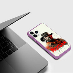 Чехол iPhone 11 Pro матовый Arthur Morgan painting, цвет: 3D-фиолетовый — фото 2