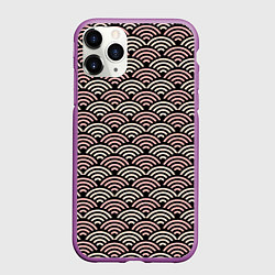 Чехол iPhone 11 Pro матовый Японский розовый паттерн, цвет: 3D-фиолетовый