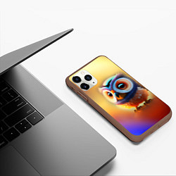 Чехол iPhone 11 Pro матовый Яркая совушка, цвет: 3D-коричневый — фото 2