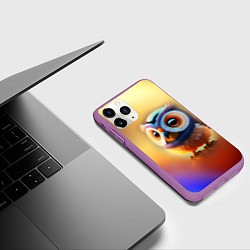 Чехол iPhone 11 Pro матовый Яркая совушка, цвет: 3D-фиолетовый — фото 2