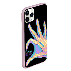 Чехол iPhone 11 Pro матовый Сердечко правой рукой - неоновый рентген, цвет: 3D-розовый — фото 2