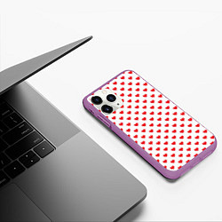 Чехол iPhone 11 Pro матовый Сердечки - паттерн, цвет: 3D-фиолетовый — фото 2