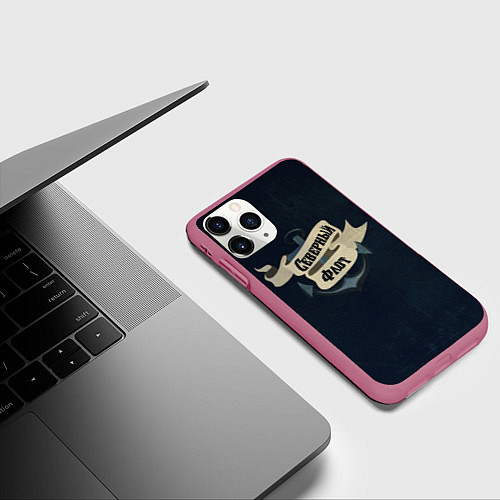 Чехол iPhone 11 Pro матовый Северный флот винтаж / 3D-Малиновый – фото 3