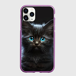 Чехол iPhone 11 Pro матовый Голубоглазый котенок, цвет: 3D-фиолетовый