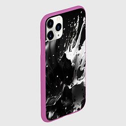 Чехол iPhone 11 Pro матовый Брызги красок - белая и черная, цвет: 3D-фиолетовый — фото 2