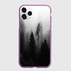 Чехол iPhone 11 Pro матовый Красивый лес и туман, цвет: 3D-фиолетовый