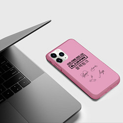 Чехол iPhone 11 Pro матовый Blackpink лого и подписи, цвет: 3D-малиновый — фото 2