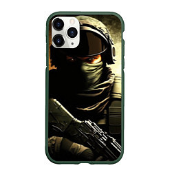 Чехол iPhone 11 Pro матовый CS-Go штурмовик, цвет: 3D-темно-зеленый