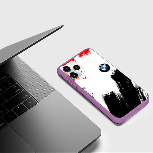 Чехол iPhone 11 Pro матовый BMW art / 3D-Фиолетовый – фото 3