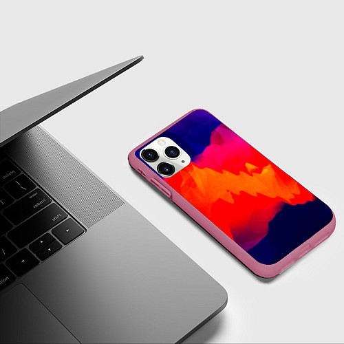 Чехол iPhone 11 Pro матовый Битва полигонов нейростеть / 3D-Малиновый – фото 3