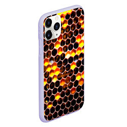Чехол iPhone 11 Pro матовый Медовые пчелиные соты, цвет: 3D-светло-сиреневый — фото 2