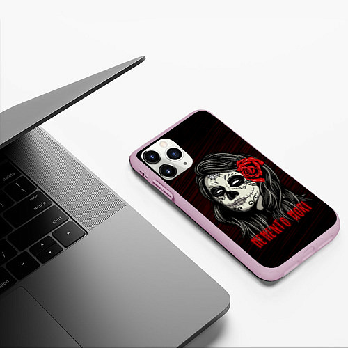 Чехол iPhone 11 Pro матовый Санта Муэрте - Memento Mori / 3D-Розовый – фото 3