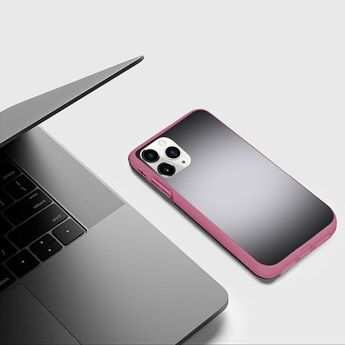 Чехол iPhone 11 Pro матовый Серебристый градиент / 3D-Малиновый – фото 3