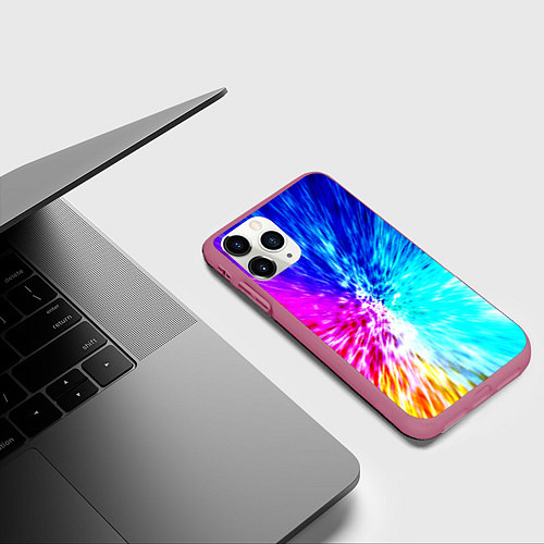 Чехол iPhone 11 Pro матовый Всплеск ярких красок / 3D-Малиновый – фото 3