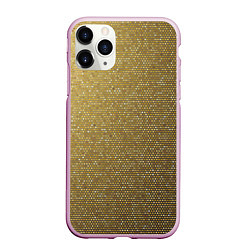 Чехол iPhone 11 Pro матовый Текстура золотой ткани, цвет: 3D-розовый