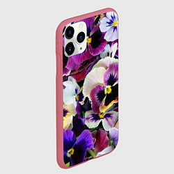 Чехол iPhone 11 Pro матовый Красивые анютины глазки, цвет: 3D-малиновый — фото 2