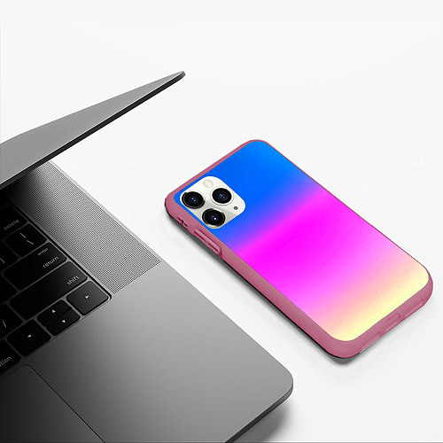 Чехол iPhone 11 Pro матовый Неоновые краски космоса / 3D-Малиновый – фото 3