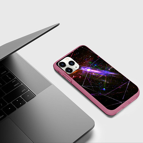 Чехол iPhone 11 Pro матовый Неоновая проекция / 3D-Малиновый – фото 3