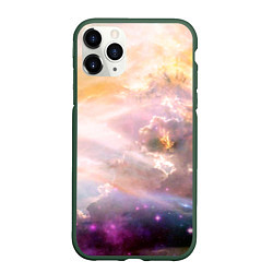 Чехол iPhone 11 Pro матовый Аморфное абстрактное космическое красочное небо, цвет: 3D-темно-зеленый