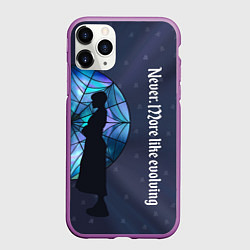 Чехол iPhone 11 Pro матовый Уэнсдей Аддамс - темная сторона окна, цвет: 3D-фиолетовый