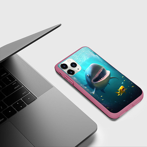 Чехол iPhone 11 Pro матовый Я акула туруру / 3D-Малиновый – фото 3