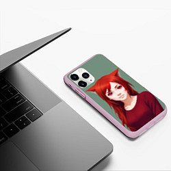 Чехол iPhone 11 Pro матовый Cute Catgirl, цвет: 3D-розовый — фото 2