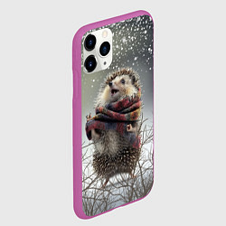 Чехол iPhone 11 Pro матовый Радостный ежик, цвет: 3D-фиолетовый — фото 2