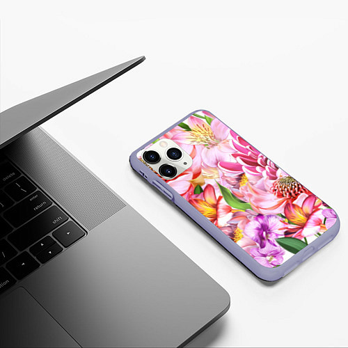 Чехол iPhone 11 Pro матовый Цветочный рай / 3D-Светло-сиреневый – фото 3