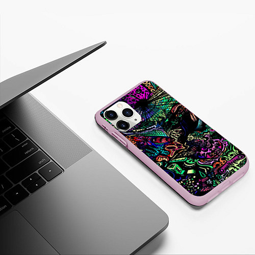 Чехол iPhone 11 Pro матовый Морские монстры / 3D-Розовый – фото 3