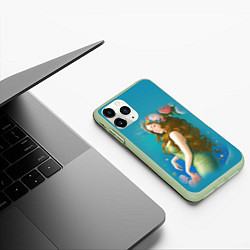 Чехол iPhone 11 Pro матовый Фэнтези девушка с розами, цвет: 3D-салатовый — фото 2