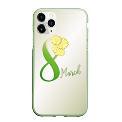 Чехол iPhone 11 Pro матовый Восьмерка в ромашках, цвет: 3D-салатовый