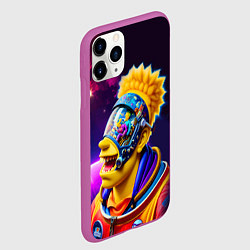 Чехол iPhone 11 Pro матовый Bart Simpson in space - neural network, цвет: 3D-фиолетовый — фото 2