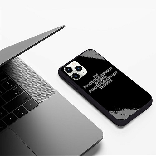 Чехол iPhone 11 Pro матовый I am photographer doing photographer things / 3D-Черный – фото 3