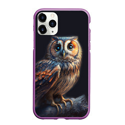 Чехол iPhone 11 Pro матовый Сова на ветке, портрет, цвет: 3D-фиолетовый