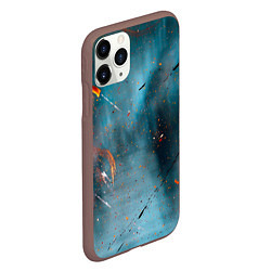 Чехол iPhone 11 Pro матовый Абстрактный синий туман, силуэты и краски, цвет: 3D-коричневый — фото 2