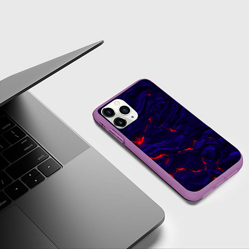 Чехол iPhone 11 Pro матовый Абстракция -лава / 3D-Фиолетовый – фото 3
