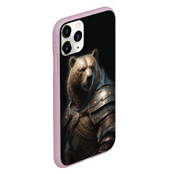 Чехол iPhone 11 Pro матовый Медведь в доспехах, цвет: 3D-розовый — фото 2