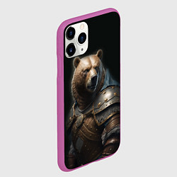 Чехол iPhone 11 Pro матовый Медведь в доспехах, цвет: 3D-фиолетовый — фото 2