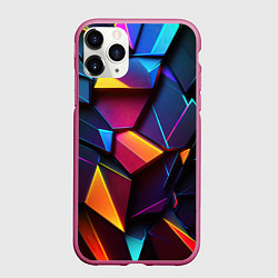 Чехол iPhone 11 Pro матовый Неоновые абстрактные плиты, цвет: 3D-малиновый