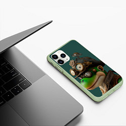 Чехол iPhone 11 Pro матовый Лягушонок Пепе стимпанк, цвет: 3D-салатовый — фото 2