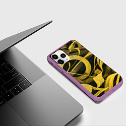 Чехол iPhone 11 Pro матовый Gold Calligraphic, цвет: 3D-фиолетовый — фото 2