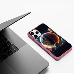 Чехол iPhone 11 Pro матовый Ппланеты и космос от нейросети, цвет: 3D-малиновый — фото 2